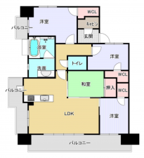 山陽小野田市中川、マンションの間取り画像です