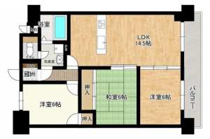宇部市東新川町、マンションの間取り画像です