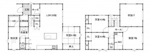 宇部市野中、新築一戸建ての間取り画像です