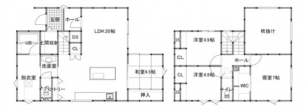 宇部市野中、新築一戸建ての間取り画像です
