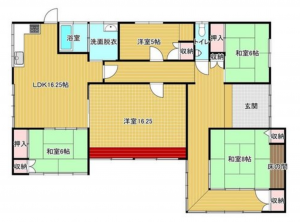 宇部市東小羽山町、中古一戸建ての間取り画像です