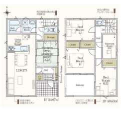 宇部市大字西岐波、新築一戸建ての間取り画像です