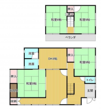 山陽小野田市大休団地、中古一戸建ての間取り画像です