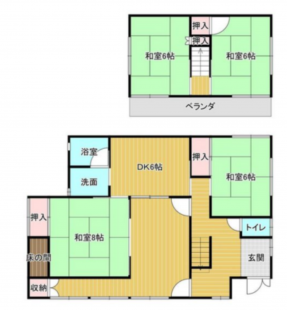 山陽小野田市大休団地、中古一戸建ての間取り画像です