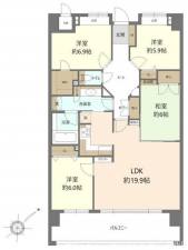 宇部市若松町、マンションの間取り画像です
