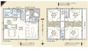 山陽小野田市中央、新築一戸建ての間取り画像です