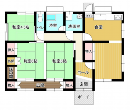 宇部市大字東岐波、中古一戸建ての間取り画像です