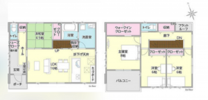 宇部市大小路、新築一戸建ての間取り画像です