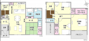 宇部市大小路、新築一戸建ての間取り画像です