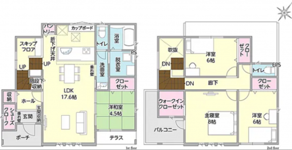 宇部市大字東岐波、新築一戸建ての間取り画像です