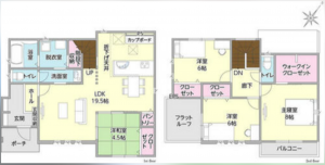 宇部市大字東岐波、新築一戸建ての間取り画像です
