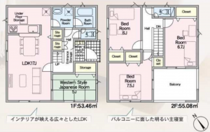 宇部市琴芝町、新築一戸建ての間取り画像です