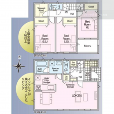 山陽小野田市赤崎、新築一戸建ての間取り画像です