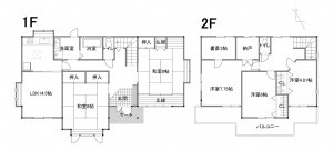美祢市大嶺町東分、中古一戸建ての間取り画像です