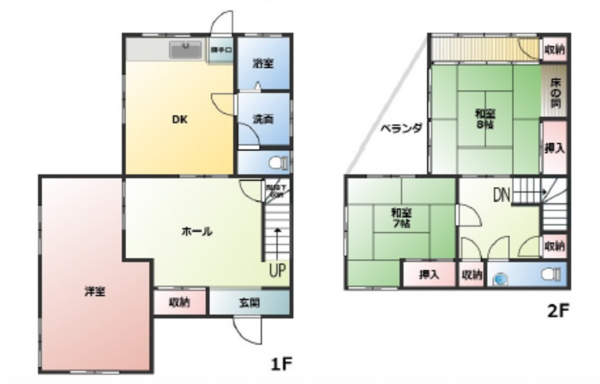 呉市南辰川町、中古一戸建ての間取り画像です