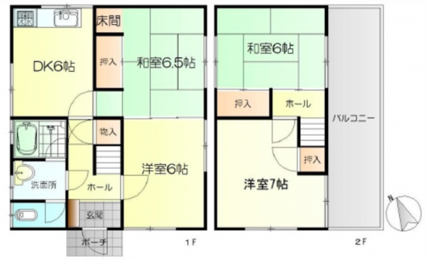 呉市焼山泉ヶ丘、収益物件/住宅の間取り画像です