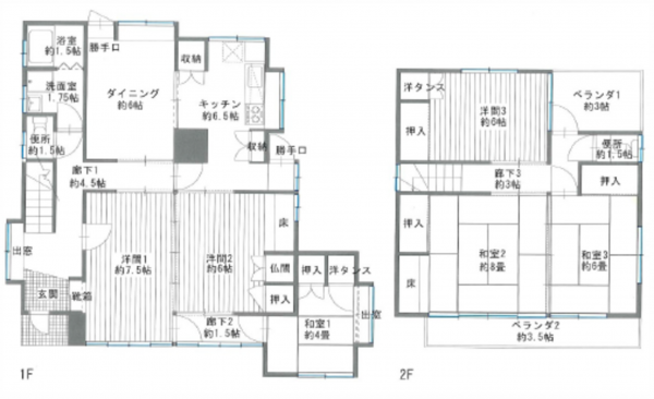 呉市内神町、収益物件/住宅の間取り画像です
