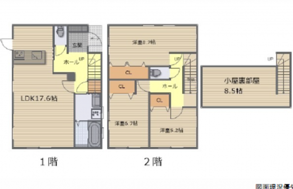 広島市西区井口、中古一戸建ての間取り画像です