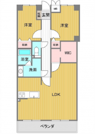 広島市西区井口、マンションの間取り画像です