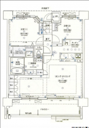 広島市西区井口鈴が台、マンションの間取り画像です