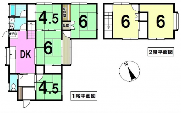 呉市焼山此原町、中古一戸建ての間取り画像です