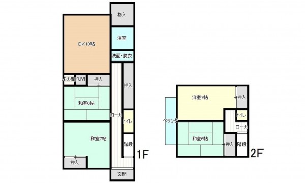 呉市広石内、中古一戸建ての間取り画像です