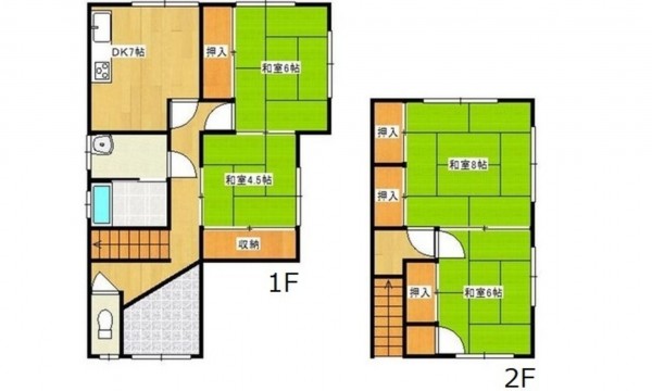 呉市吉浦池ノ浦町、中古一戸建ての間取り画像です