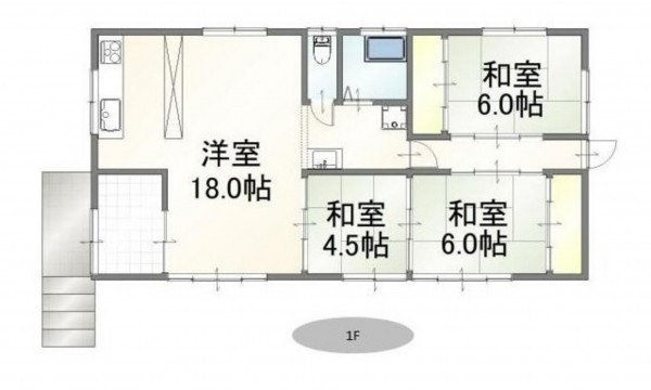 呉市川尻町東、中古一戸建ての間取り画像です