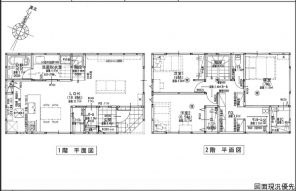 広島市南区旭、新築一戸建ての間取り画像です