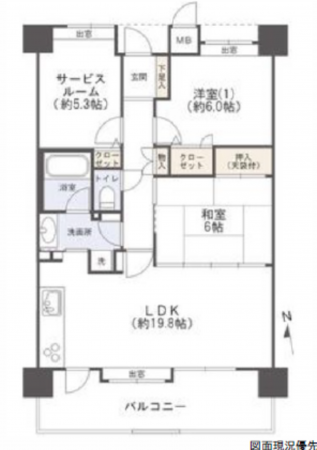 広島市西区井口台、マンションの間取り画像です