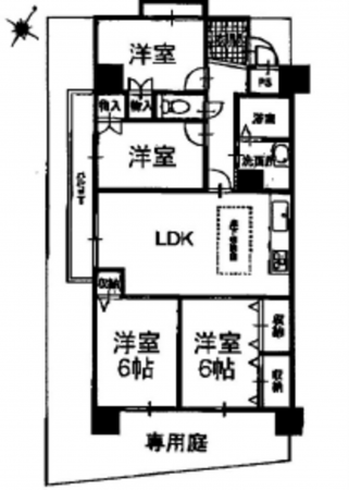 広島市東区上温品、マンションの間取り画像です