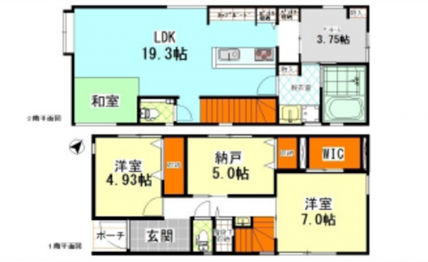 広島市東区上温品、新築一戸建ての間取り画像です