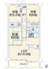 広島市東区中山中町、マンションの間取り画像です