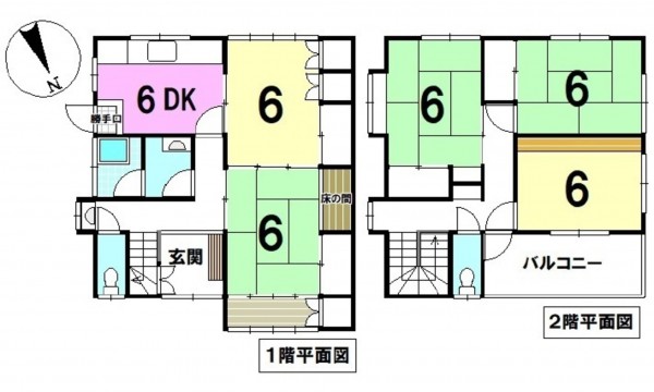 呉市東畑、中古一戸建ての間取り画像です