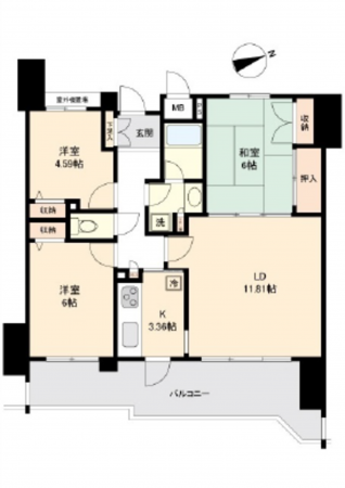 広島市東区東山町、マンションの間取り画像です