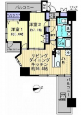 広島市西区観音町、マンションの間取り画像です