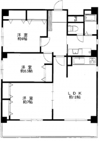 広島市西区観音町、マンションの間取り画像です
