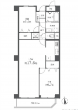 広島市西区草津東、マンションの間取り画像です