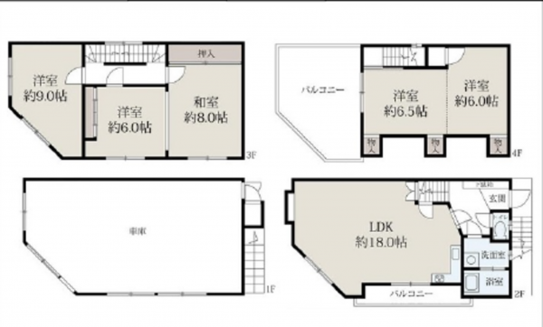 広島市西区楠木町、中古一戸建ての間取り画像です