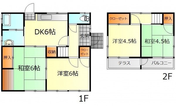 呉市焼山政畝、中古一戸建ての間取り画像です