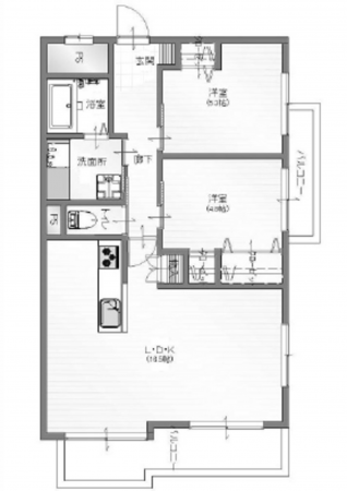 広島市東区戸坂新町、マンションの間取り画像です