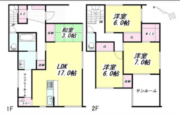 広島市南区仁保、新築一戸建ての間取り画像です