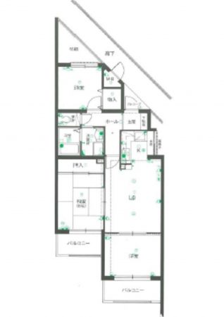 広島市東区戸坂千足、マンションの間取り画像です