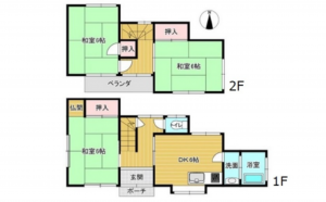 広島市東区矢賀、中古一戸建ての間取り画像です