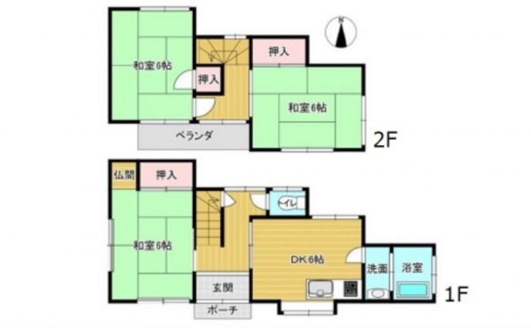 広島市東区矢賀、中古一戸建ての間取り画像です