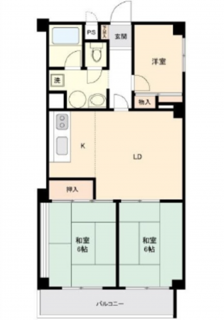 広島市東区牛田新町、マンションの間取り画像です