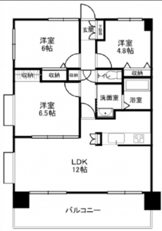 広島市西区庚午北、マンションの間取り画像です