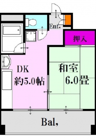 広島市西区庚午南、マンションの間取り画像です
