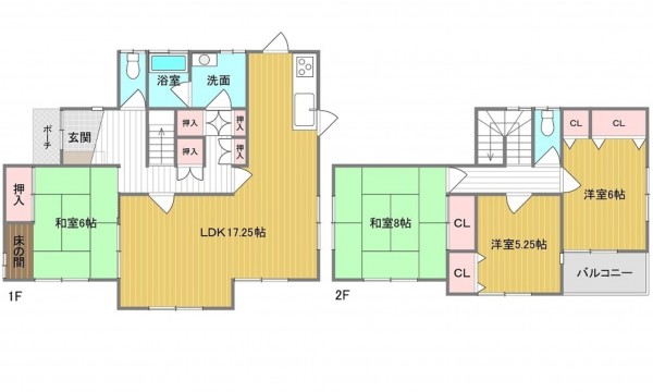 呉市神山、中古一戸建ての間取り画像です