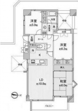 広島市西区新庄町、マンションの間取り画像です